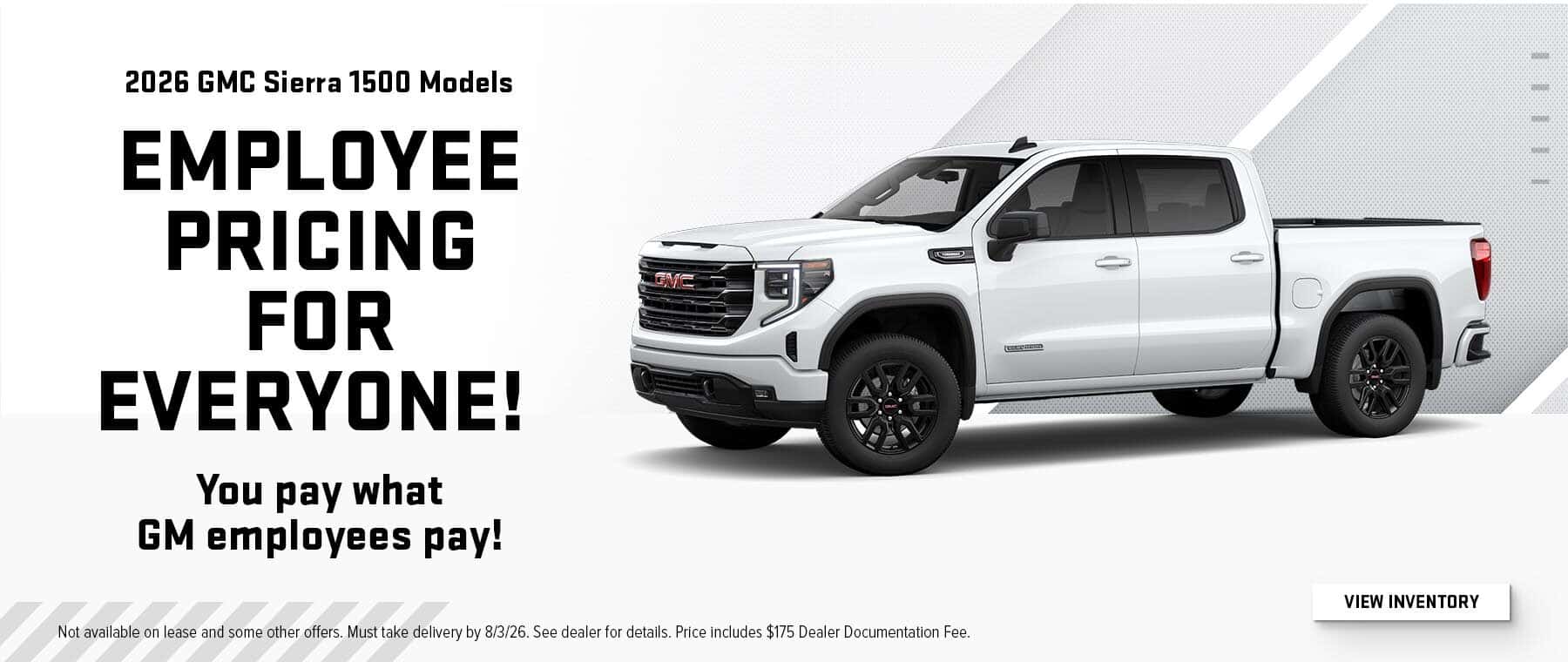 Employee Pricing on GMC Sierra at West Herr