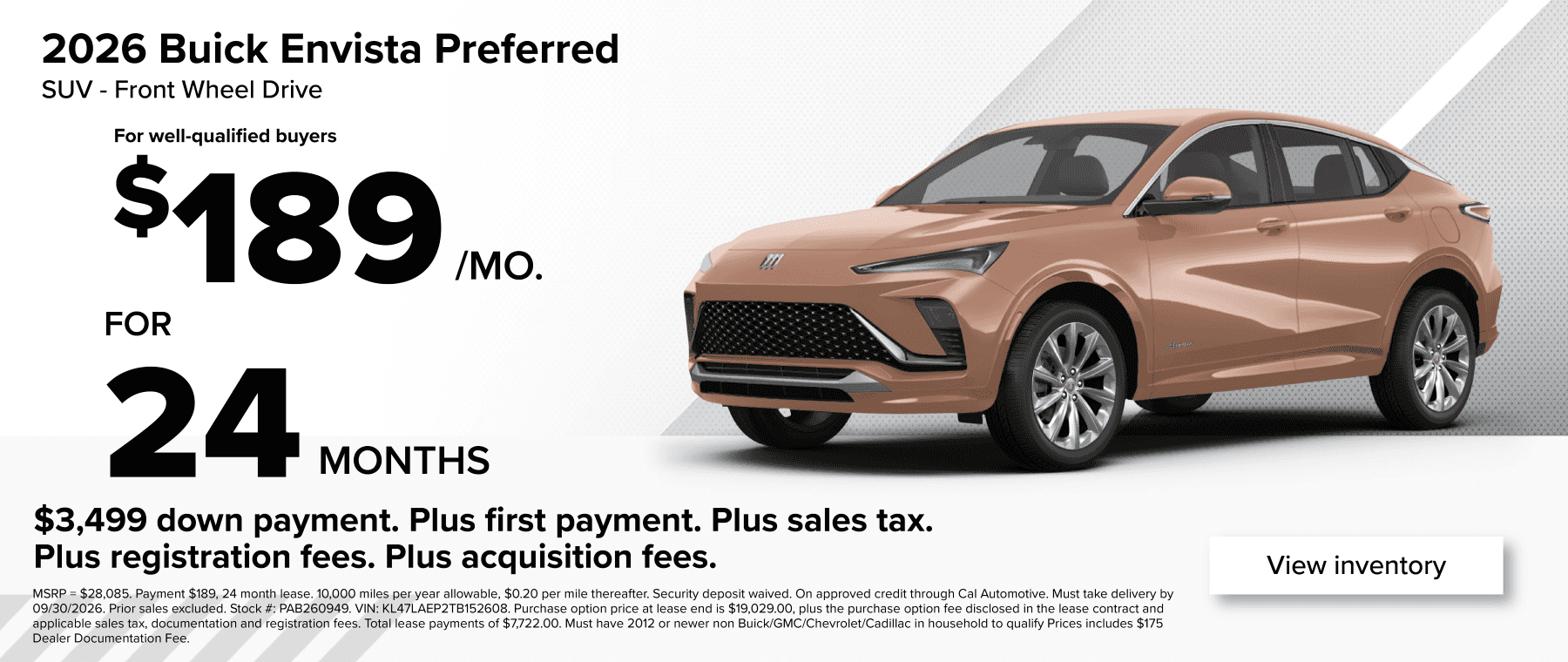 $189 per month for 24 months lease special at West Herr Buick GMC of East Aurora for qualifying buyers near Buffalo, NY!