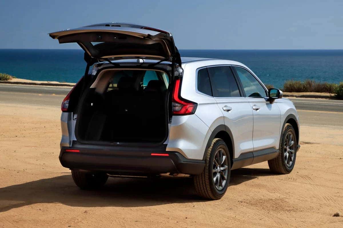 2026 Honda CR-V with rear hatch open showing cargo area