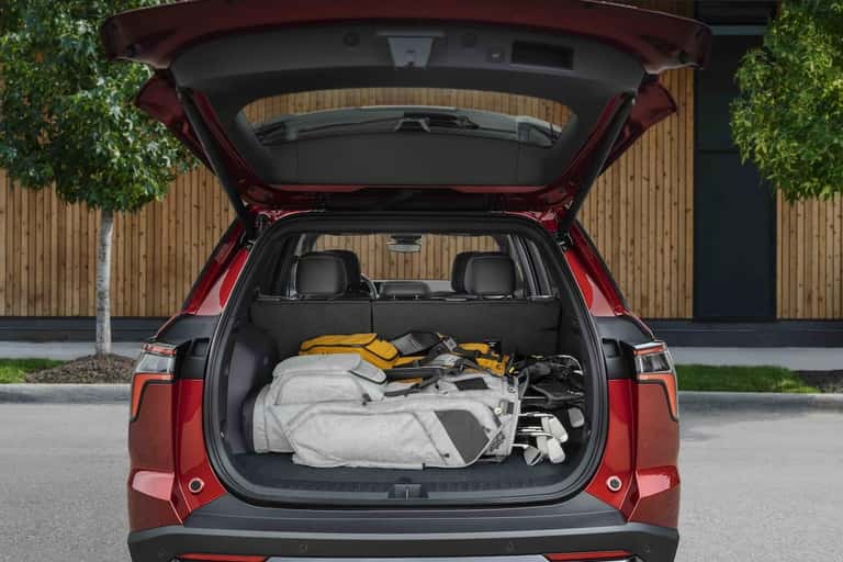 2027 Chevrolet Equinox with rear hatch open showing cargo area