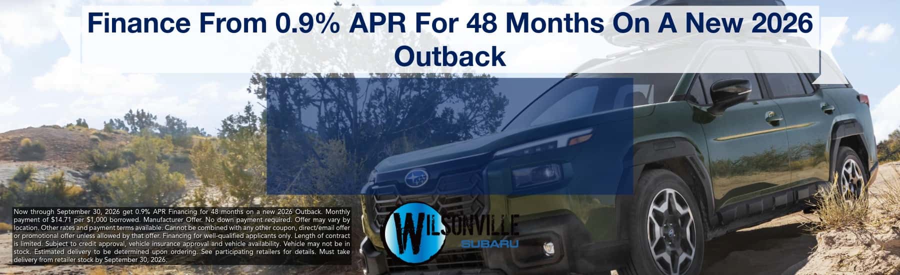0.9% APR Finance Outback