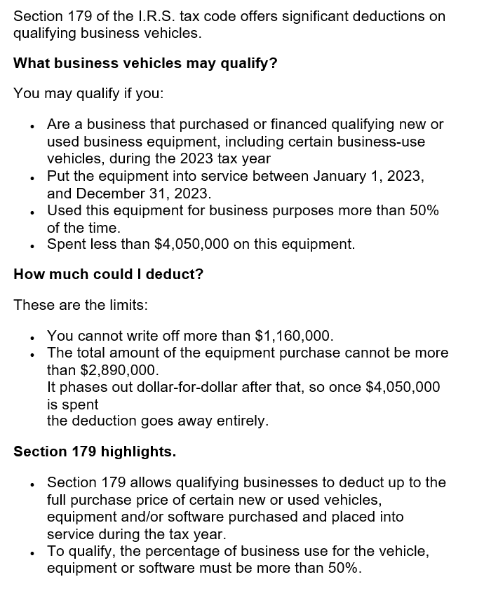 Section 179 Tax Savings Woodfield Lexus